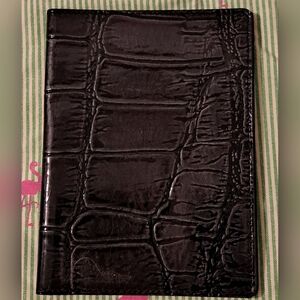 Gieffe Black Patent Alligator Embossed Leather Vacation Passport Travel Wallet